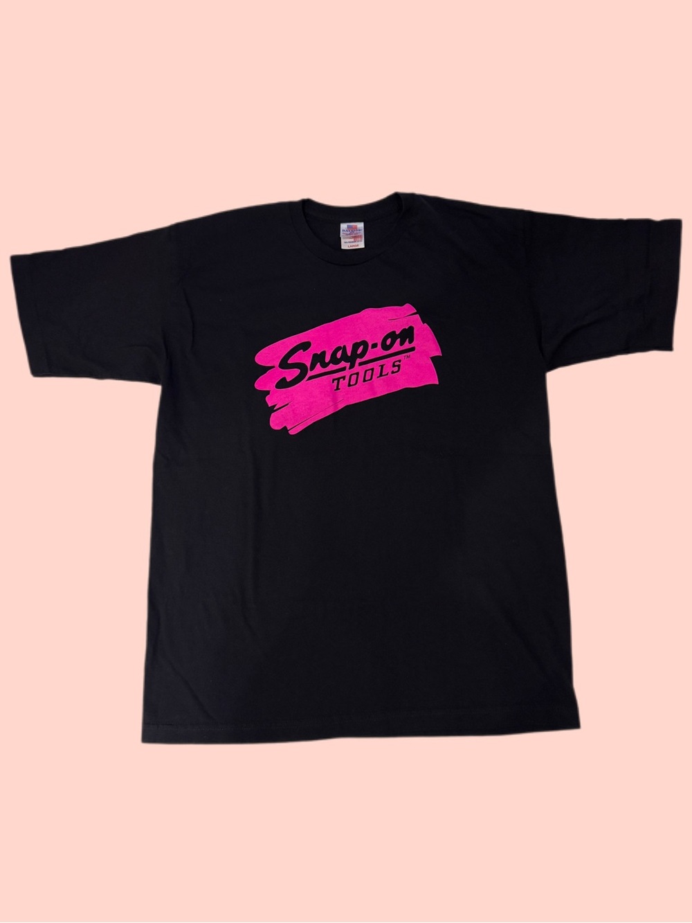 Snap On Tools Graphic Tee Bayside USA Hot Pink Logo Black Large